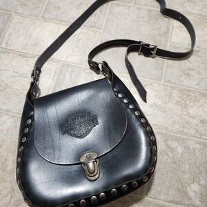 Vintage Harley-Davidson Black Leather Women's Saddle Purse